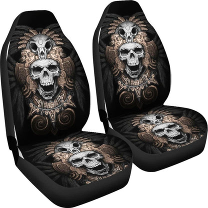 Skull Gift Polyester Fabric 3D Skull Car Seat Cover Set 093223 - YourCarButBetter