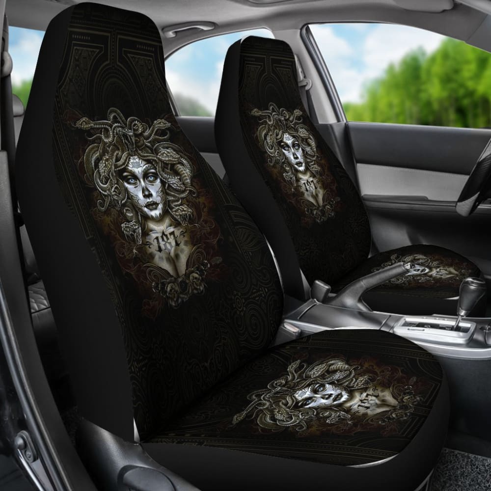 Skull Gift Polyester Fabric 3D Skull Car Seat Cover Set 093223 - YourCarButBetter