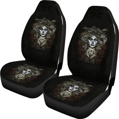 Skull Gift Polyester Fabric 3D Skull Car Seat Cover Set 093223 - YourCarButBetter