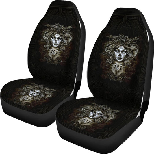 Skull Gift Polyester Fabric 3D Skull Car Seat Cover Set 093223 - YourCarButBetter