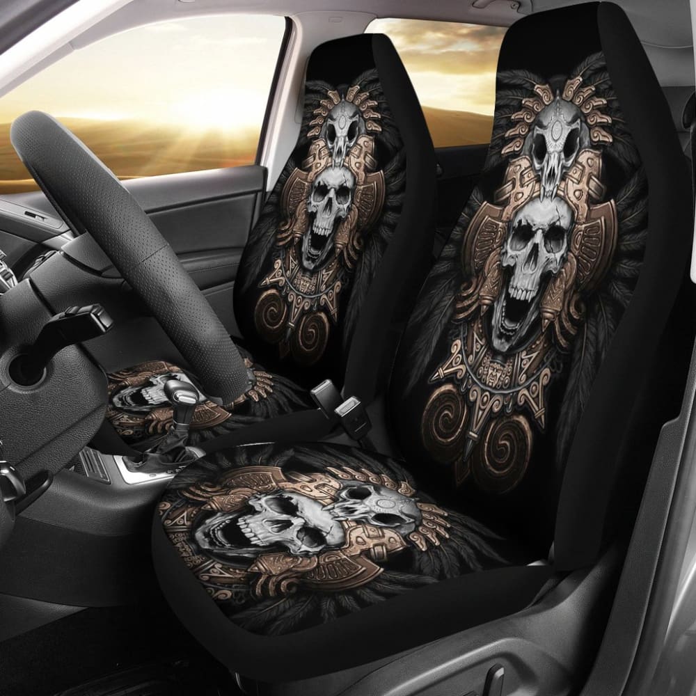 Skull Gift Polyester Fabric 3D Skull Car Seat Cover Set 093223 - YourCarButBetter