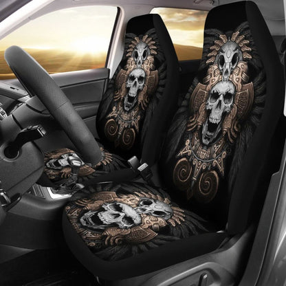 Skull Gift Polyester Fabric 3D Skull Car Seat Cover Set 093223 - YourCarButBetter