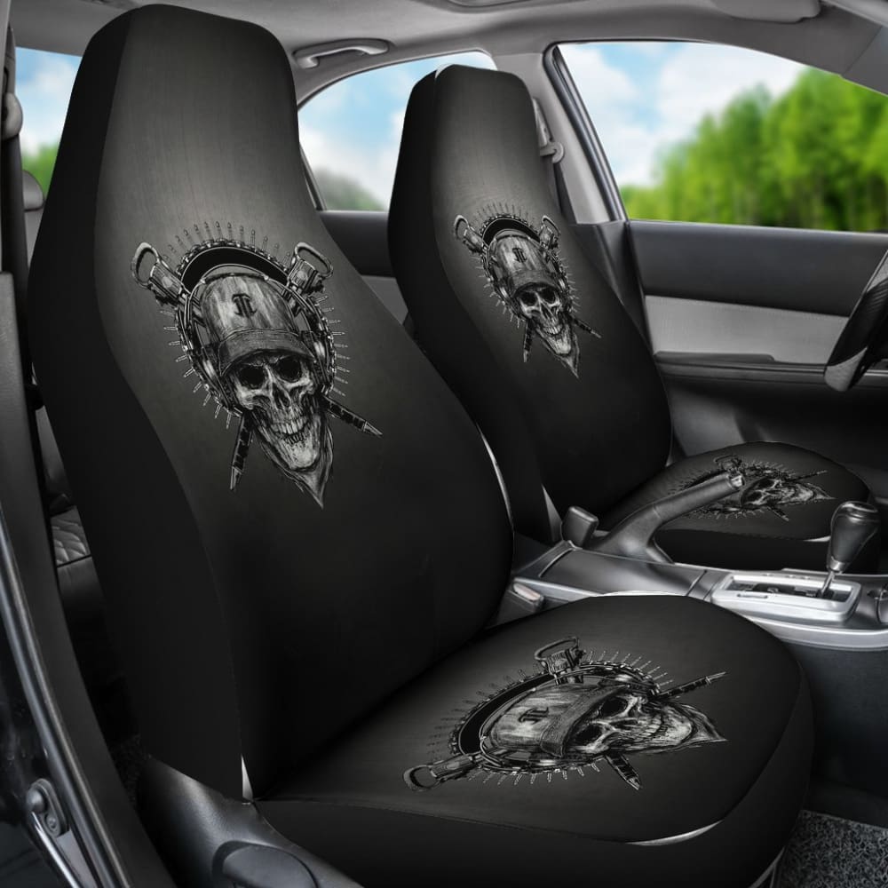 Skull Gift Universal-Fit Polyester Fabric 3D Skull Car Seat Cover Set 01093223 - YourCarButBetter