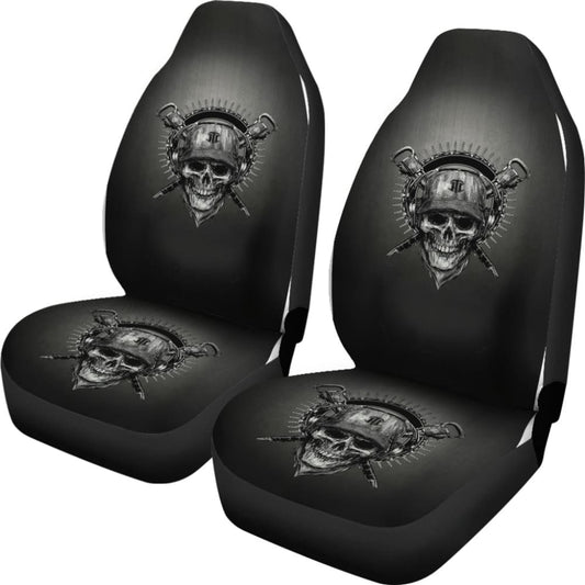Skull Gift Universal-Fit Polyester Fabric 3D Skull Car Seat Cover Set 01093223 - YourCarButBetter