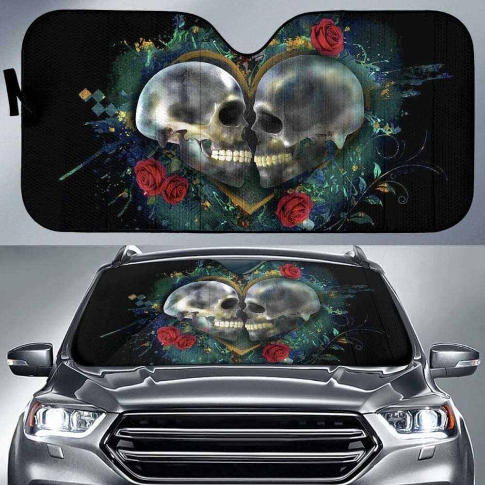 Skull Love Car Sun Shades Amazing Gift Ideas 210101 - YourCarButBetter
