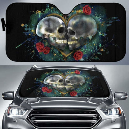 Skull Love Car Sun Shades Amazing Gift Ideas 210101 - YourCarButBetter