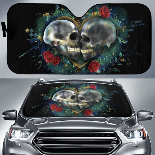Skull Love Car Sun Shades Amazing Gift Ideas 210101 - YourCarButBetter