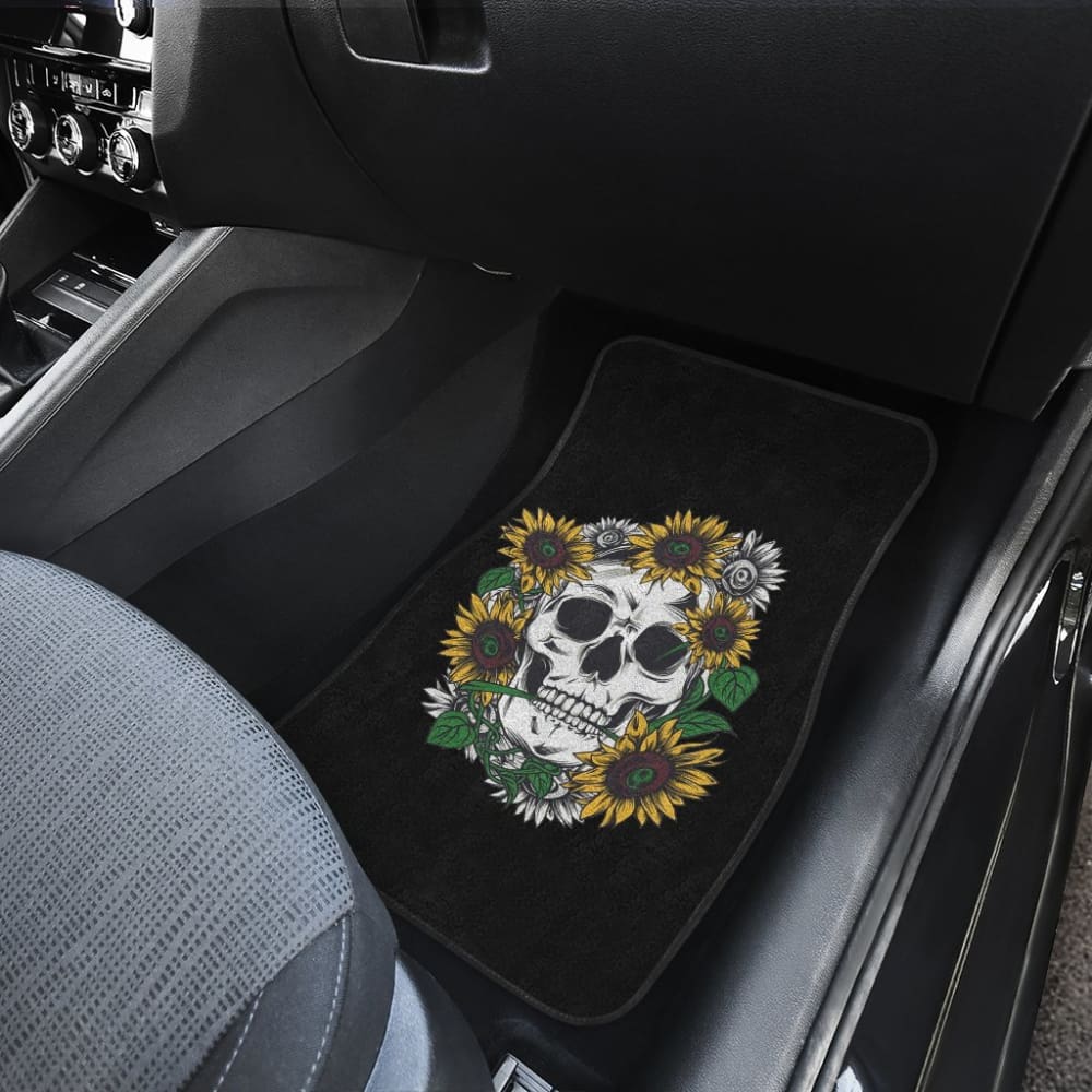 Skull Mix Sunflower Style Car Floor Mats 212101 - YourCarButBetter
