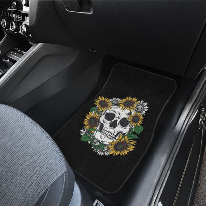Skull Mix Sunflower Style Car Floor Mats 212101 - YourCarButBetter