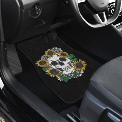 Skull Mix Sunflower Style Car Floor Mats 212101 - YourCarButBetter