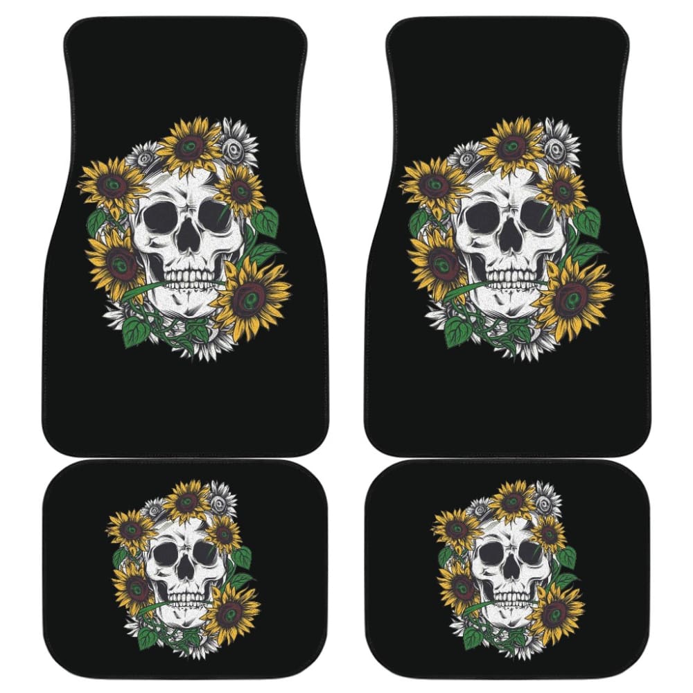 Skull Mix Sunflower Style Car Floor Mats 212101 - YourCarButBetter
