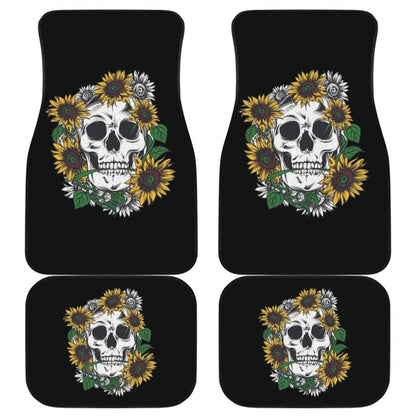 Skull Mix Sunflower Style Car Floor Mats 212101 - YourCarButBetter
