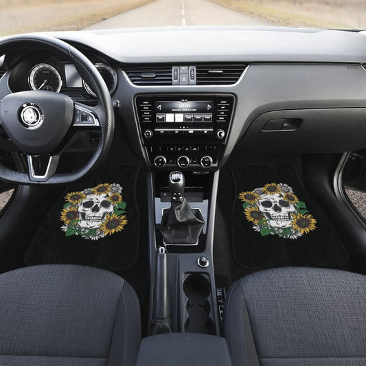 Skull Mix Sunflower Style Car Floor Mats 212101 - YourCarButBetter