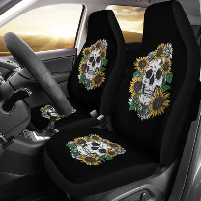 Skull Mix Sunflower Style Car Seat Covers 212101 - YourCarButBetter