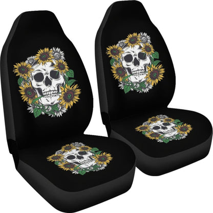 Skull Mix Sunflower Style Car Seat Covers 212101 - YourCarButBetter