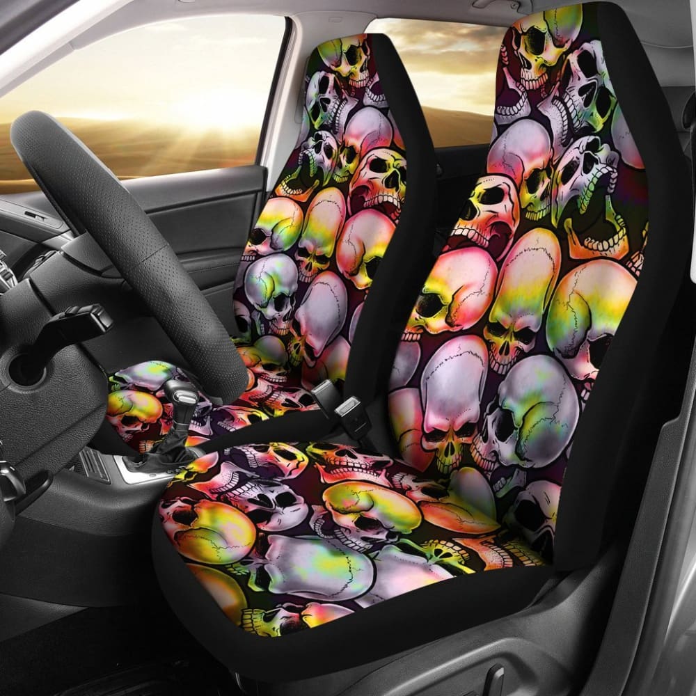 Skull Pile Car Seat Covers - Tie Dye 174510 - YourCarButBetter