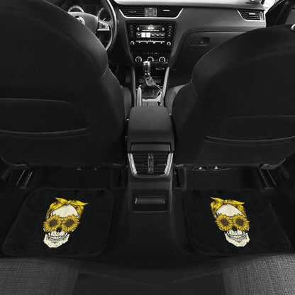 Skull Sunflower Bandana Floral Pattern Cute Car Floor Mats 210403 - YourCarButBetter