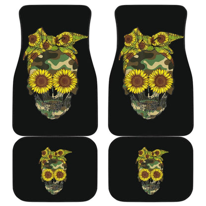 Skull Sunflower Camouflage With Leopard Bandana Bow Car Floor Mats 210403 - YourCarButBetter