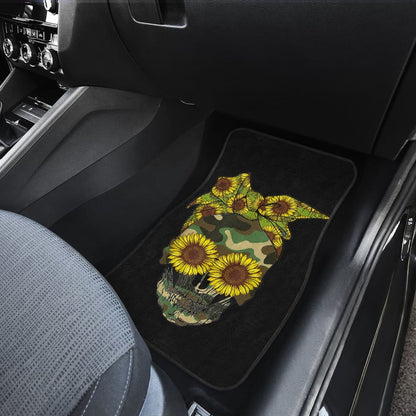 Skull Sunflower Camouflage With Leopard Bandana Bow Car Floor Mats 210403 - YourCarButBetter