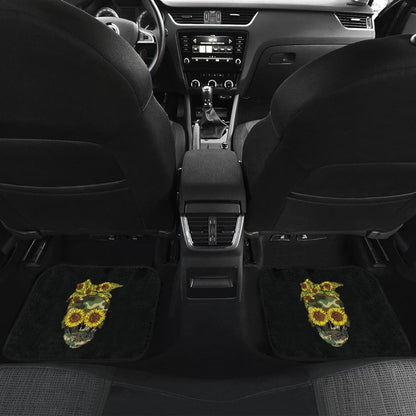 Skull Sunflower Camouflage With Leopard Bandana Bow Car Floor Mats 210403 - YourCarButBetter