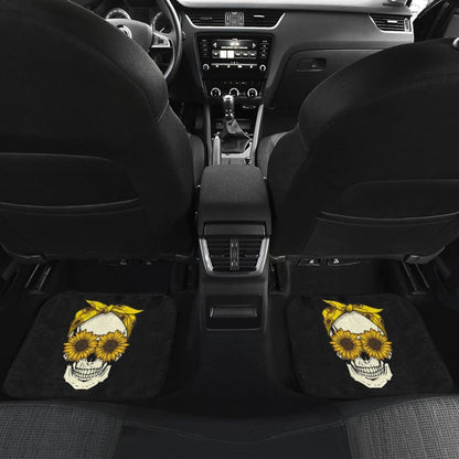 Skull Sunflower Custom Car Accessories Car Floor Mats 212101 - YourCarButBetter