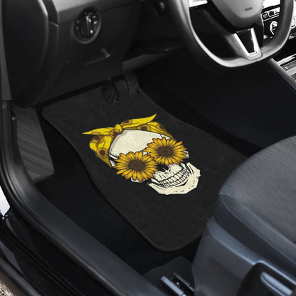 Skull Sunflower Custom Car Accessories Car Floor Mats 212101 - YourCarButBetter