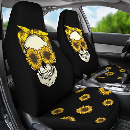 Skull Sunflower Custom Car Accessories Car Seat Covers 212101 - YourCarButBetter
