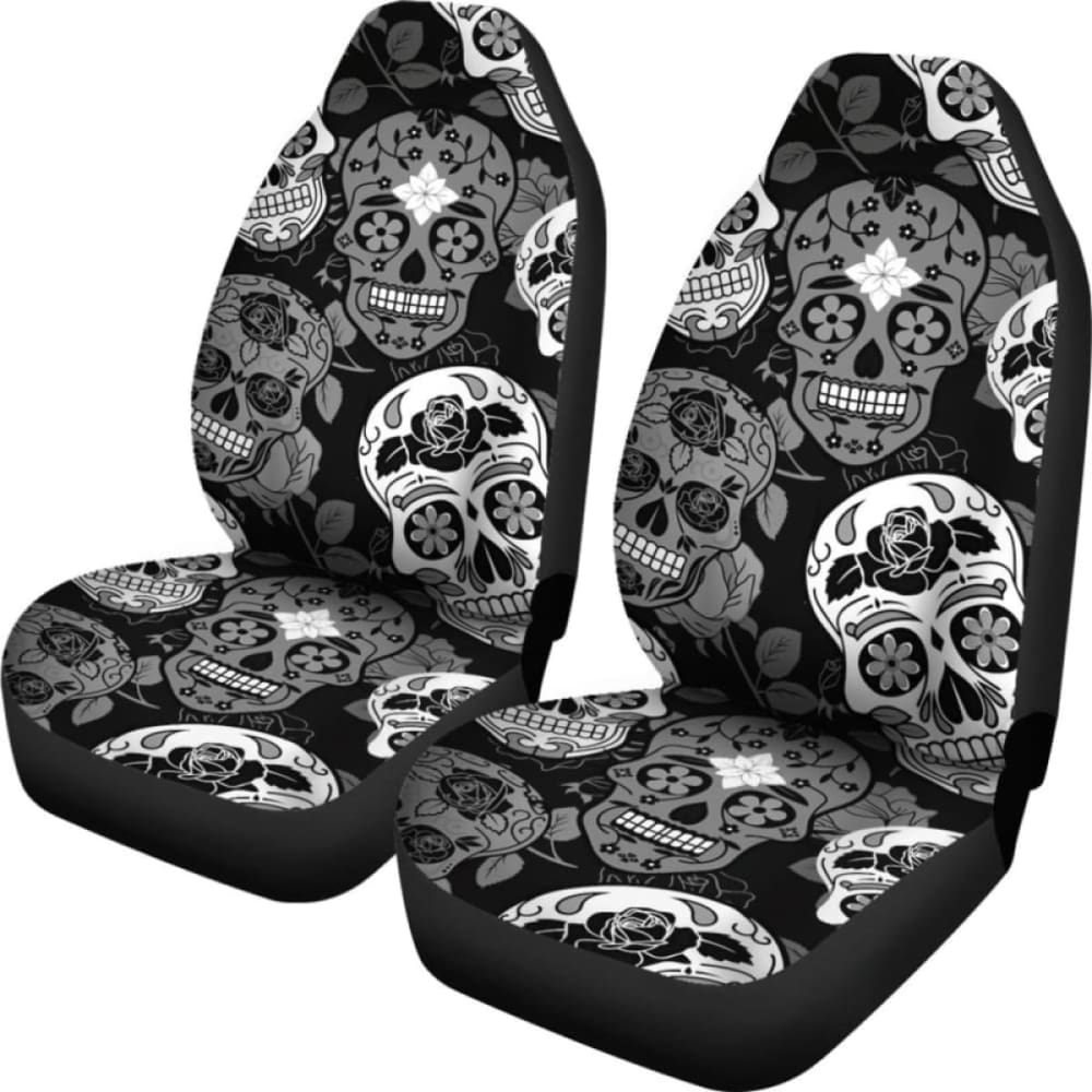 Skullistic Sugar Skulls Grey Car Seat Covers 101207