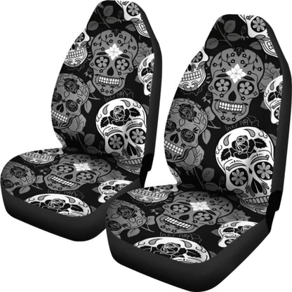 Skullistic Sugar Skulls Grey Car Seat Covers 101207