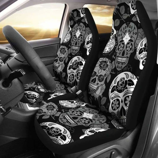 Skullistic Sugar Skulls Grey Car Seat Covers 101207