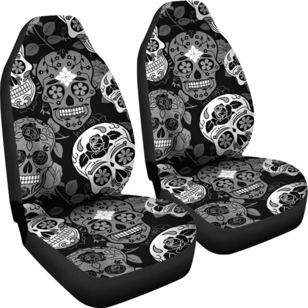 Skullistic Sugar Skulls Grey Car Seat Covers 101207