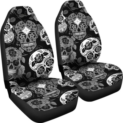 Skullistic Sugar Skulls Grey Car Seat Covers 101207