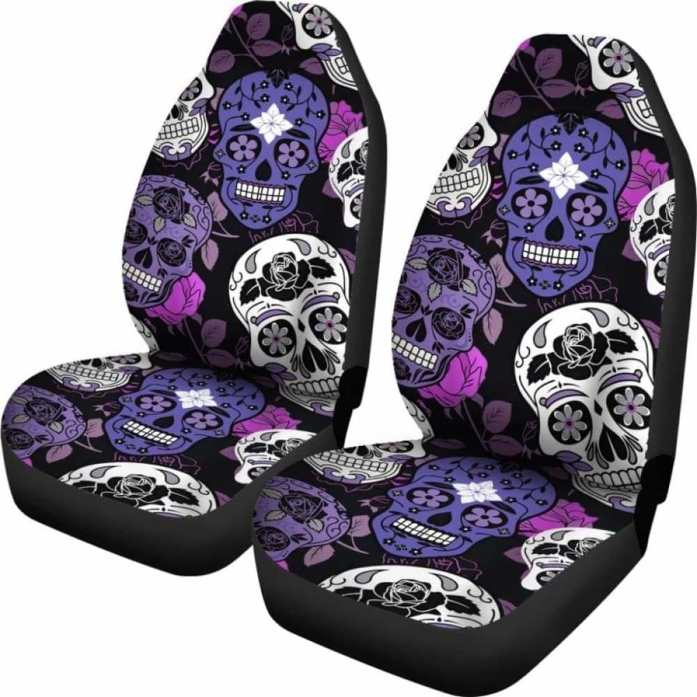 Skullistic Sugar Skulls Purple Car Seat Covers 101207