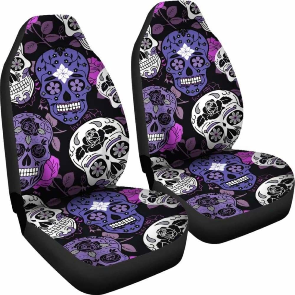 Skullistic Sugar Skulls Purple Car Seat Covers 101207