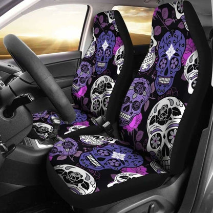 Skullistic Sugar Skulls Purple Car Seat Covers 101207