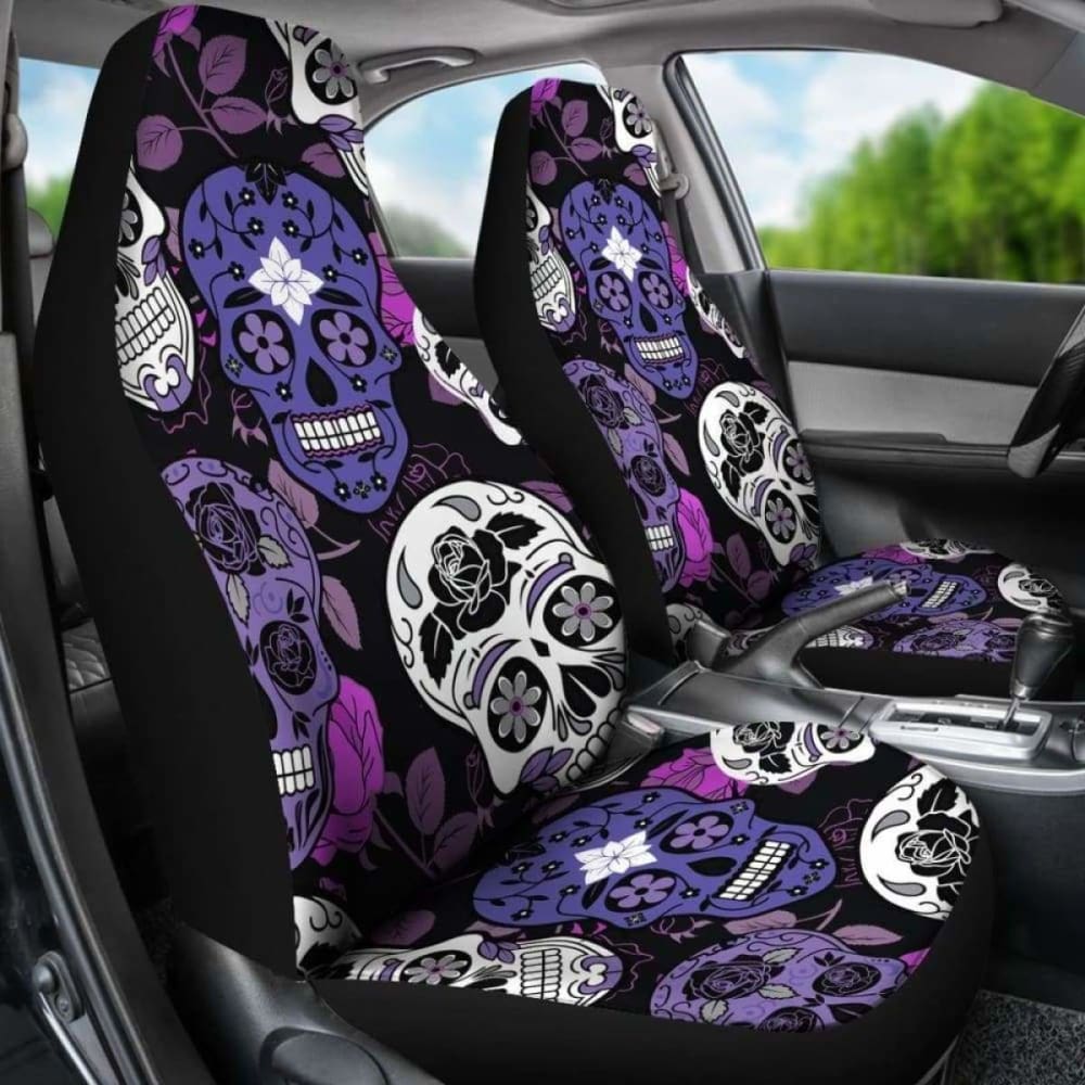 Skullistic Sugar Skulls Purple Car Seat Covers 101207
