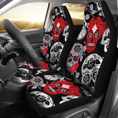 Skullistic Sugar Skulls Red Car Seat Covers 101207