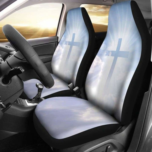 Sky Blue Cross In Clouds Car Seat Covers 160905