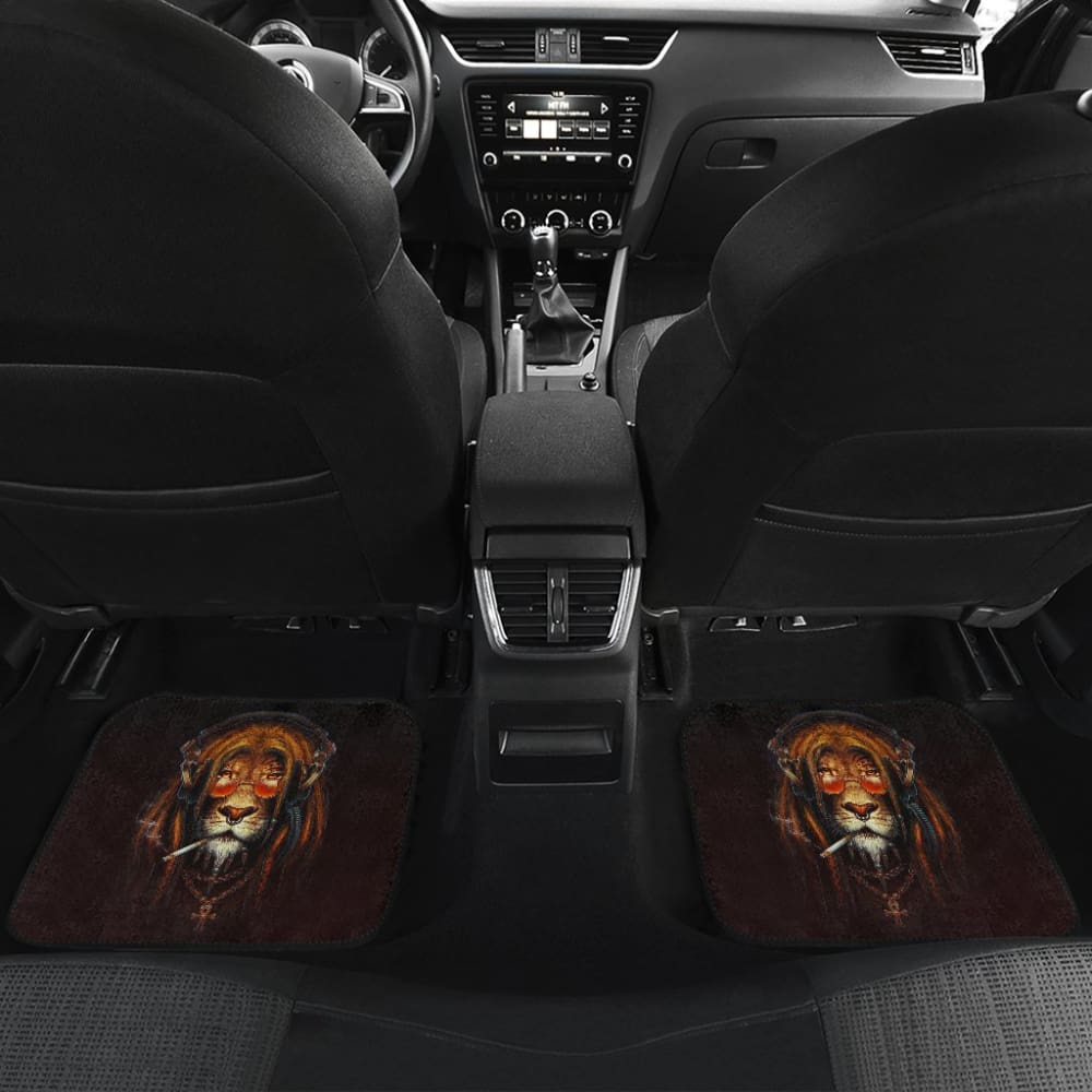 Smoking Lion Face Car Floor Mats Gift Ideas 212701 - YourCarButBetter