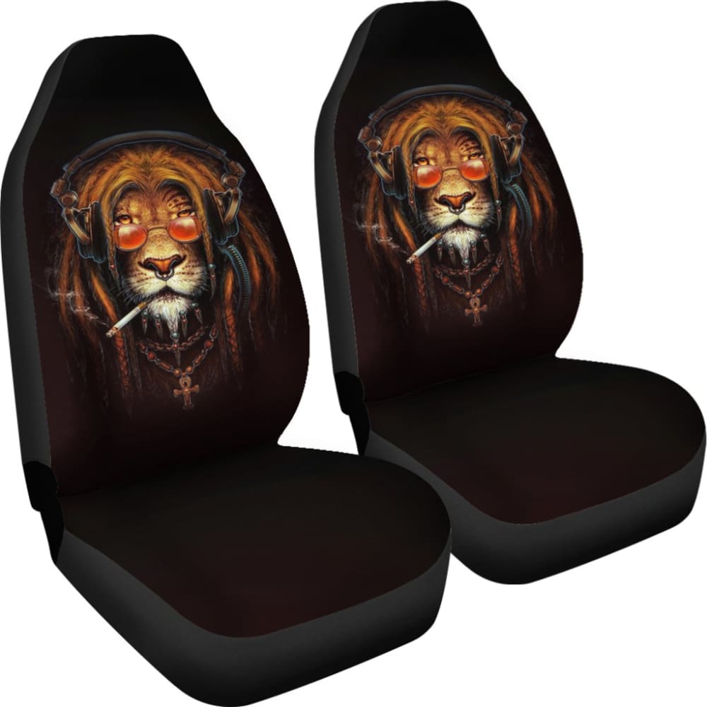 Smoking Lion Face Car Seat Covers Gift Ideas 212701 - YourCarButBetter