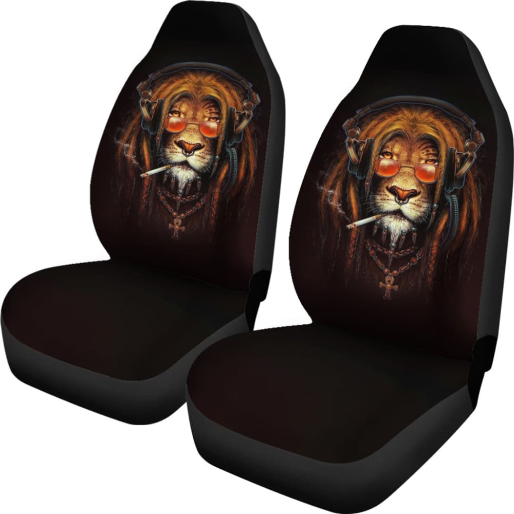 Smoking Lion Face Car Seat Covers Gift Ideas 212701 - YourCarButBetter