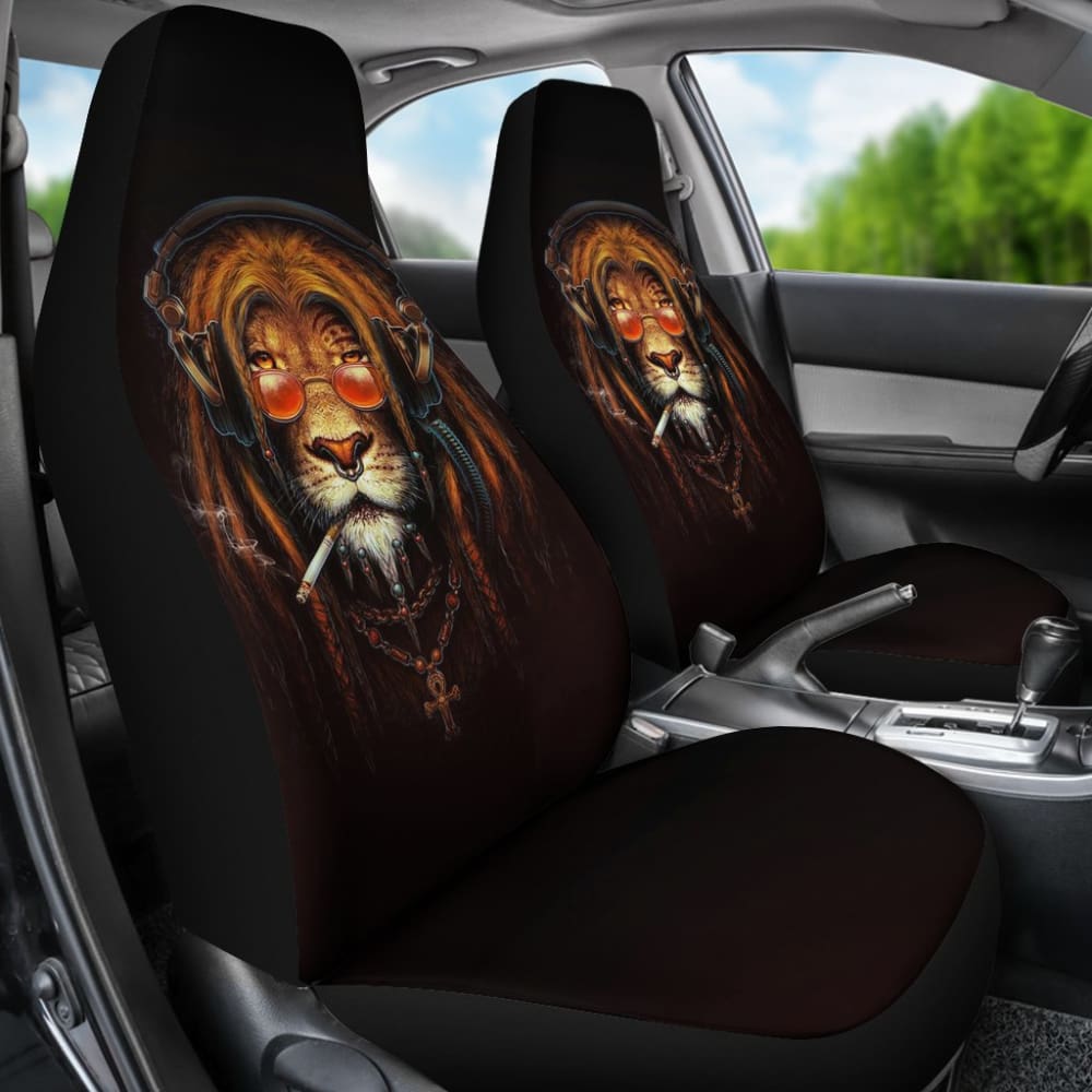 Smoking Lion Face Car Seat Covers Gift Ideas 212701 - YourCarButBetter