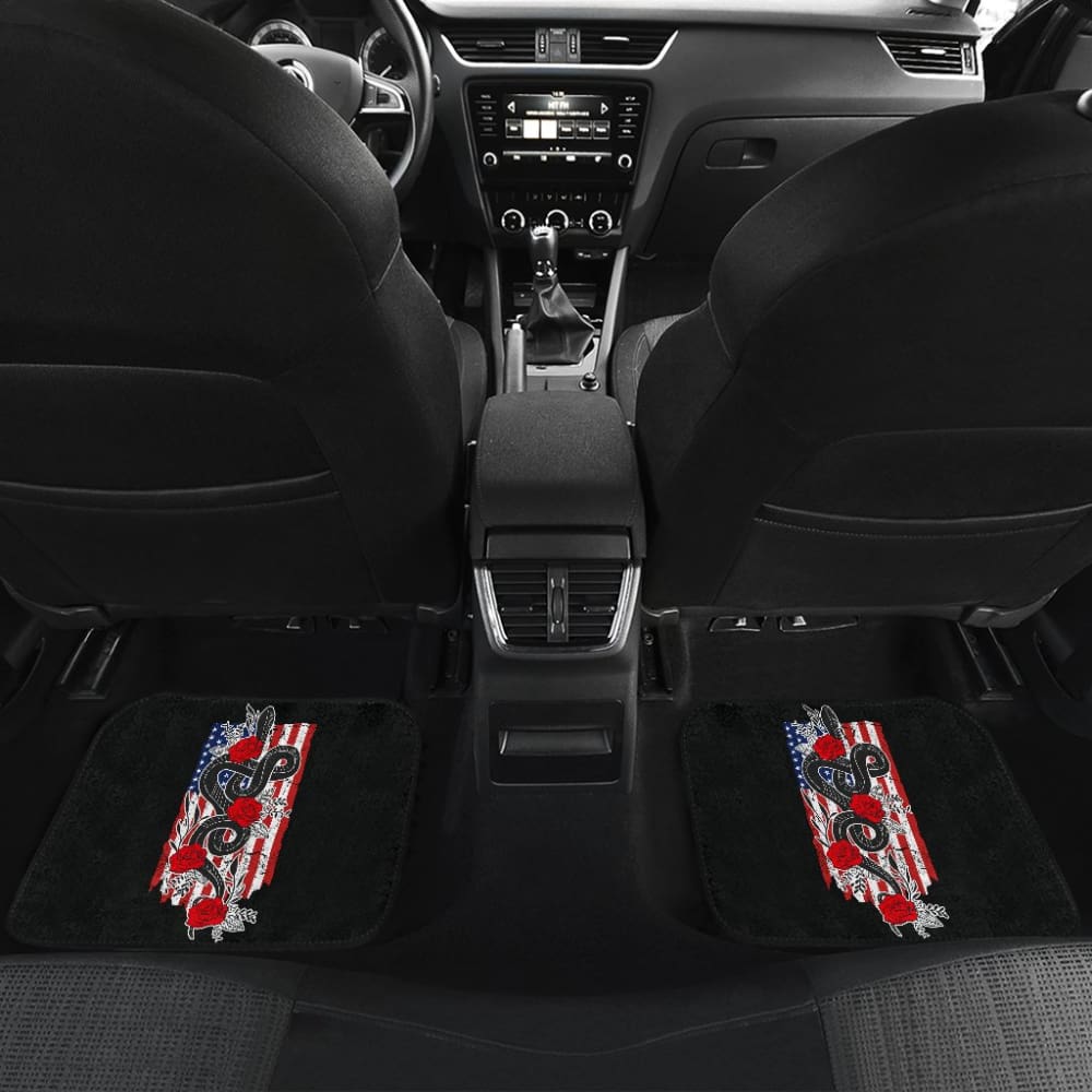 Snake And Flower Custom Design American Flag Style Car Floor Mats 212109 - YourCarButBetter
