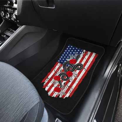 Snake And Flower Custom Design American Flag Style Car Floor Mats 212109 - YourCarButBetter