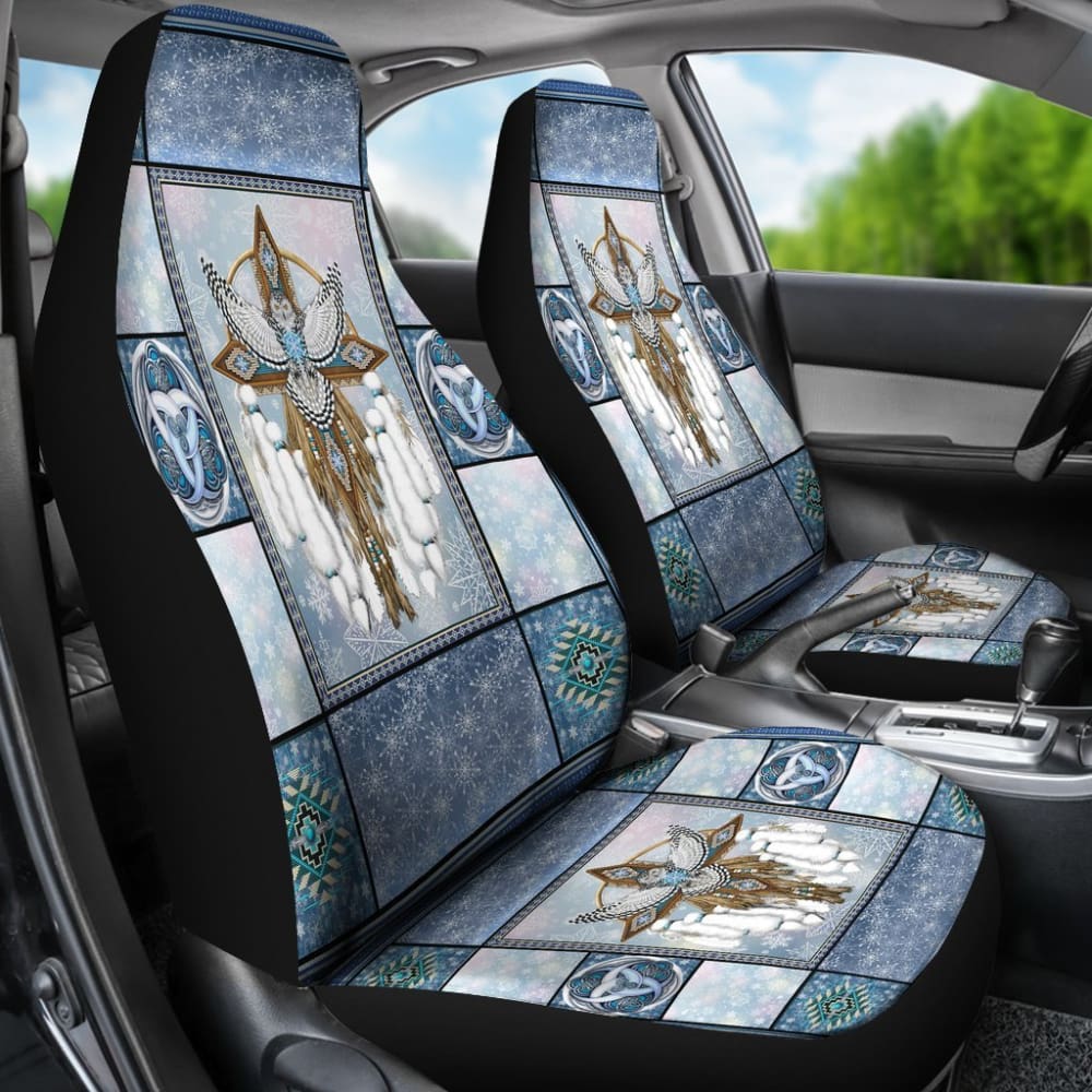 Snow Blue Thunder Bird Native American Car Seat Covers 093223 - YourCarButBetter