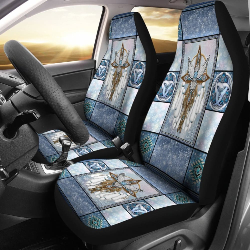 Snow Blue Thunder Bird Native American Car Seat Covers 093223 - YourCarButBetter