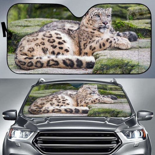 Snow Leopard 4K Car Sun Shade 172609 - YourCarButBetter