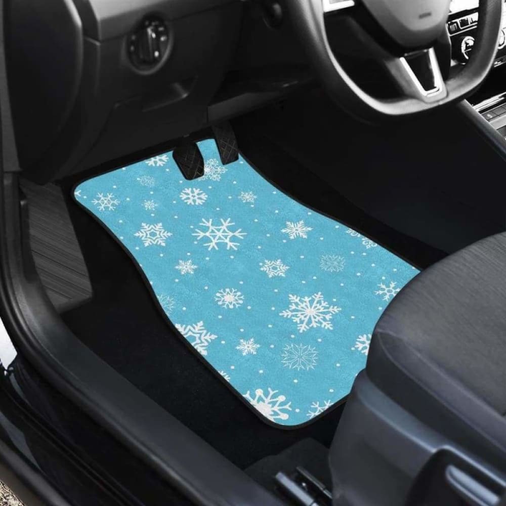 Snowflake Pattern Blue Background Front And Back Car Mats 110728 - YourCarButBetter