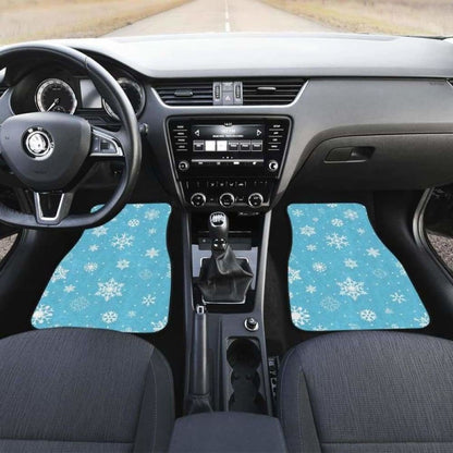 Snowflake Pattern Blue Background Front And Back Car Mats 110728 - YourCarButBetter
