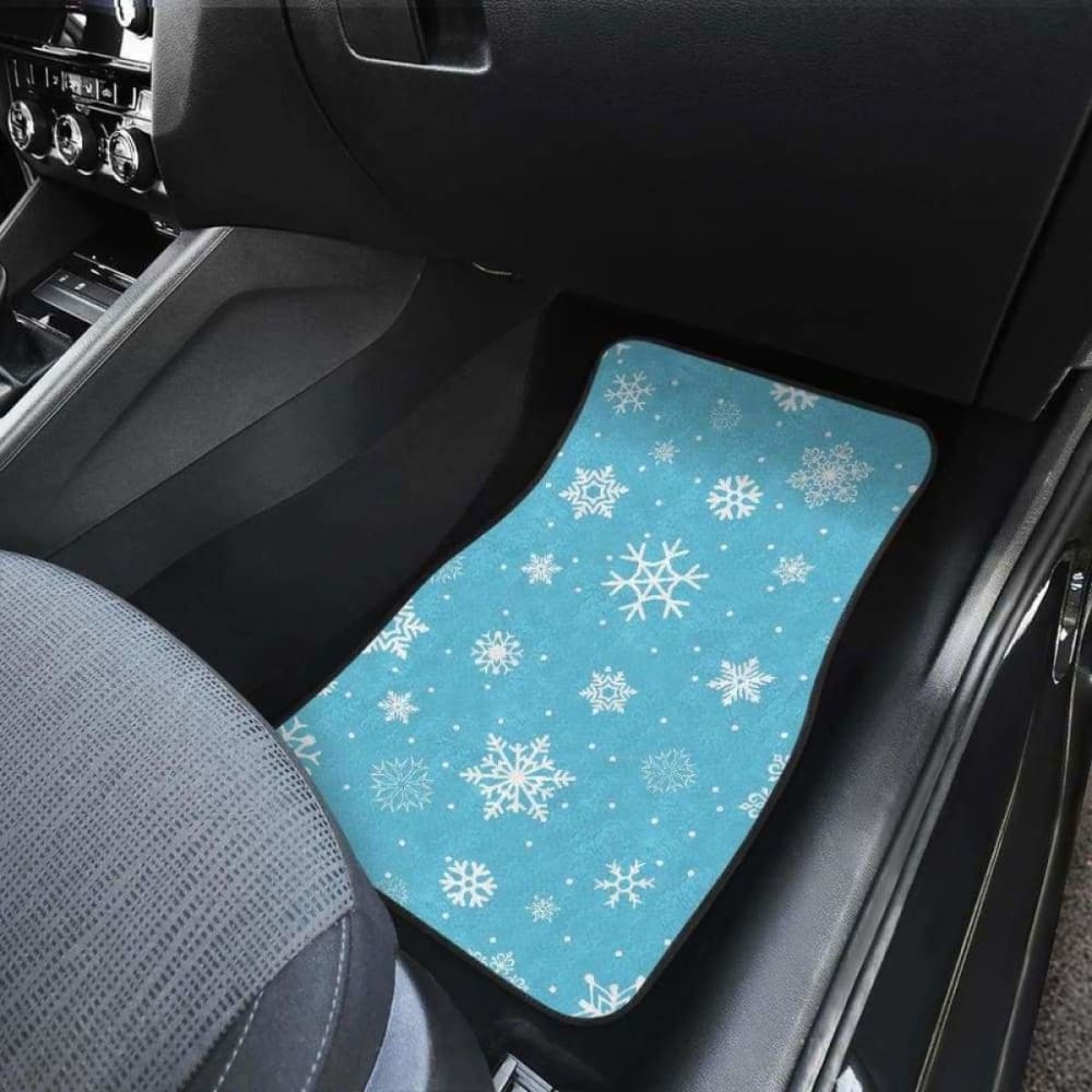 Snowflake Pattern Blue Background Front And Back Car Mats 110728 - YourCarButBetter